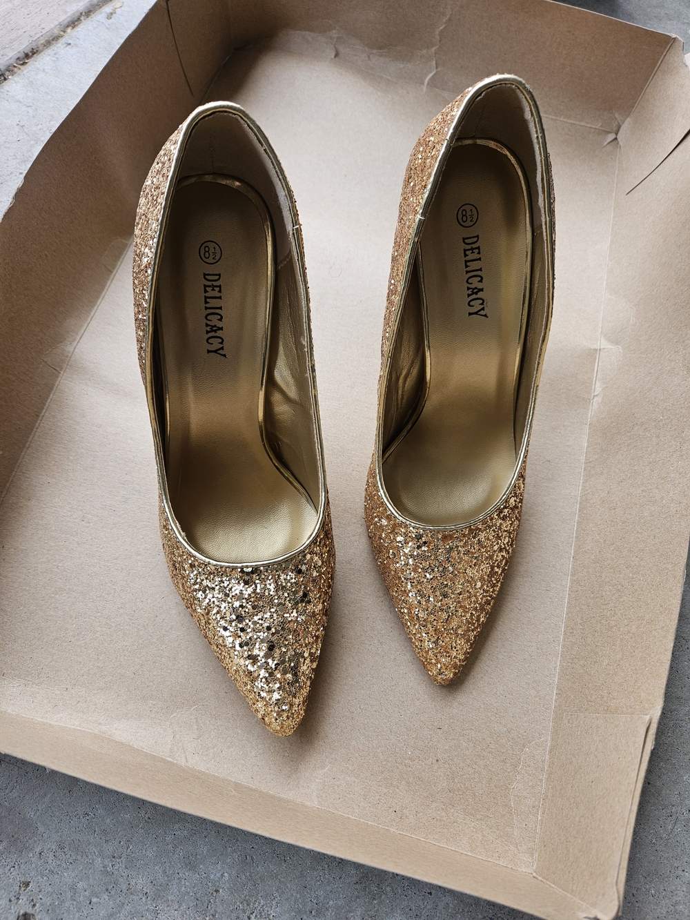 Delicacy Gold Glitter Platform Stiletto Heels - Women's - Picture 4 of 4